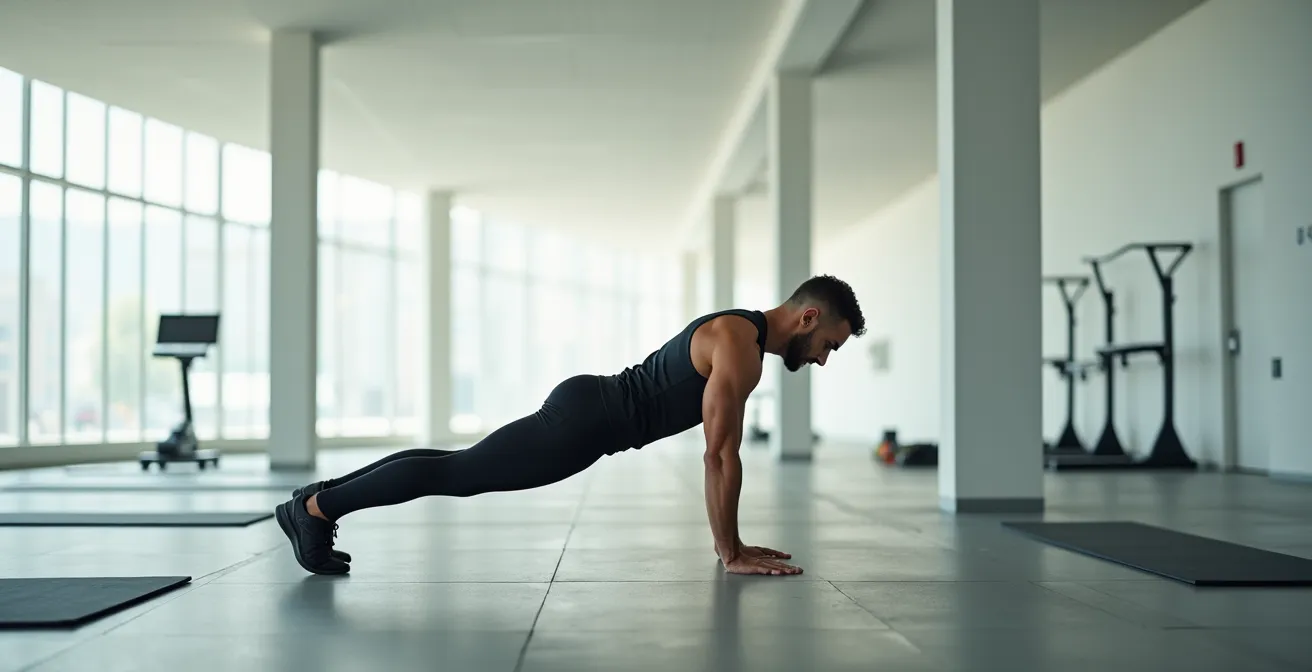 Athlète en position de planche latérale pour test d'endurance du gainage