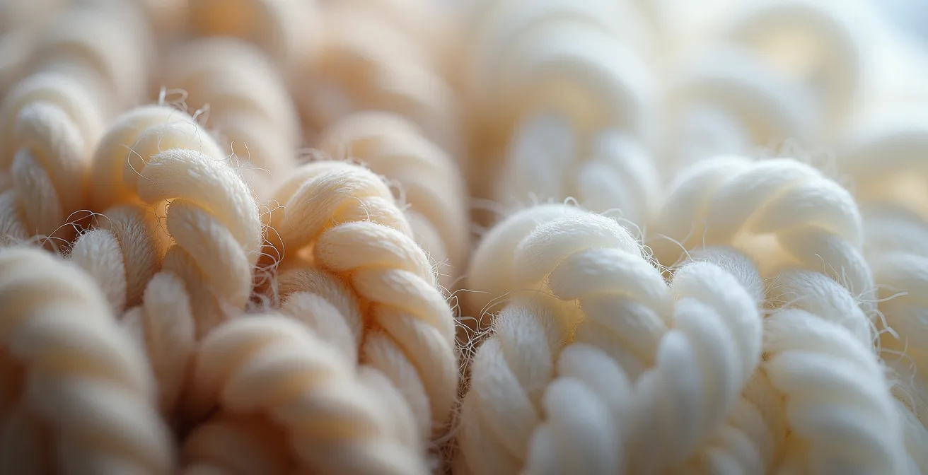 Comparaison microscopique des fibres de laine mérinos et synthétiques montrant leur structure