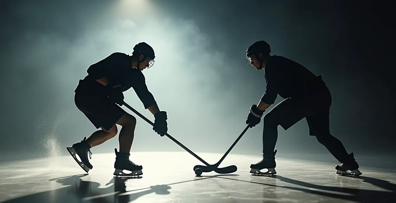 Démonstration de la technique correcte du tir balayé en unihockey vue de profil